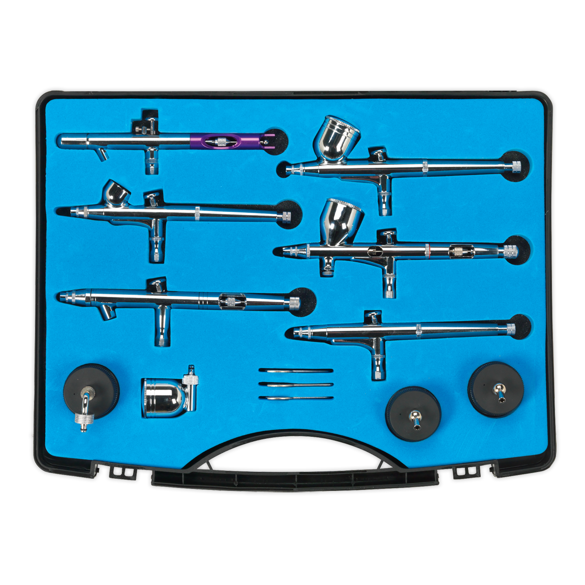 Sealey Air Brush Kit 10pc Gravity/Suction Feed With Double-Action Trigger AB936