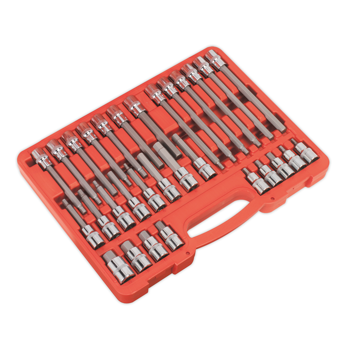 Sealey Hex Socket Bit Set 30pc 1/2" Square Drive Chrome Vanadium Steel AK2196