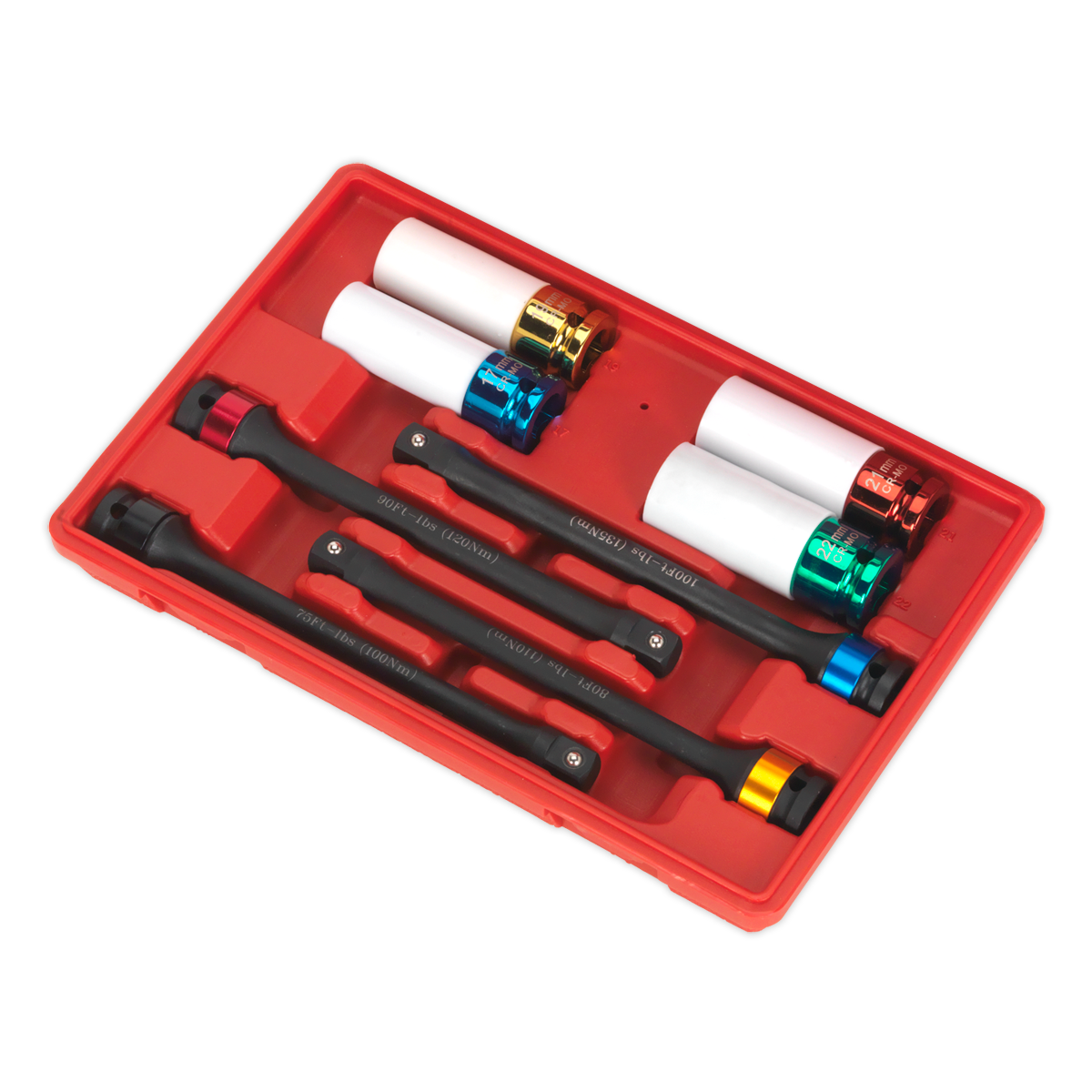 Sealey 8pc 1/2" Square Drive Torque Stick & Alloy Wheel Impact Socket Set AK2243