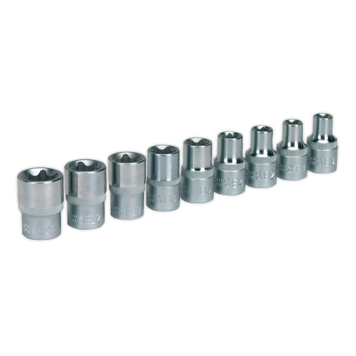 Sealey TRX-Star Female Socket Set 9 Pieces 1/2" Square Drive E10-E24 AK230