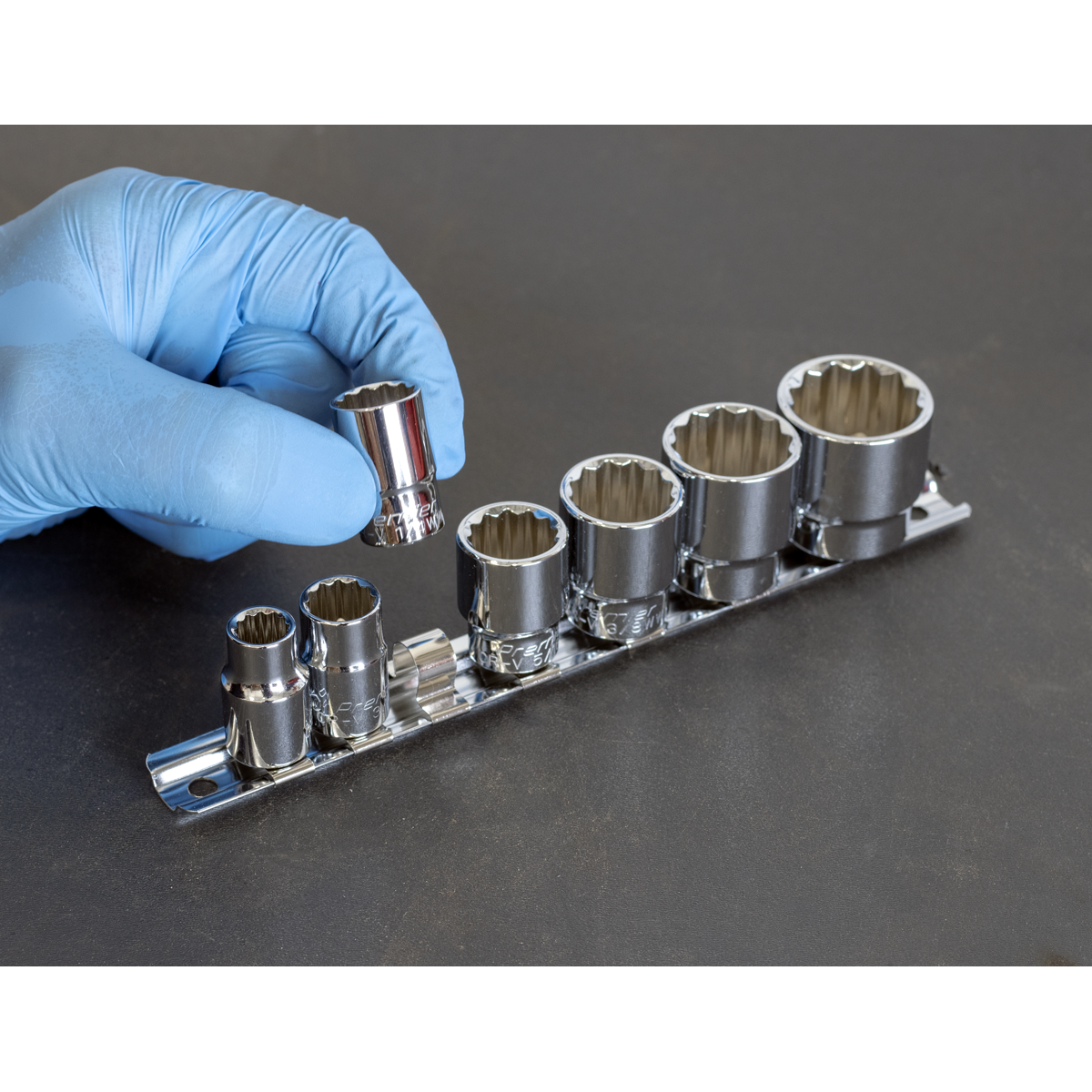 Sealey Socket Set 7 Pcs 3/8" Square Drive Whitworth Chrome Vanadium Steel AK2676