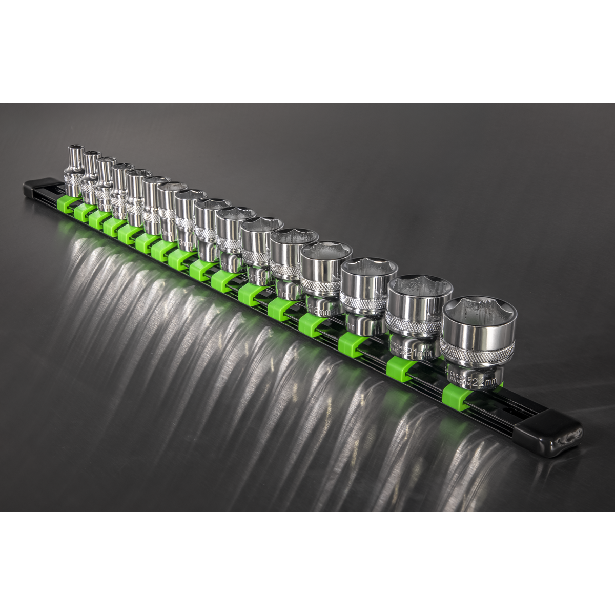 Sealey Socket Retaining Rail With 16 Clips 3/8" Square Drive Tool AK27053HV
