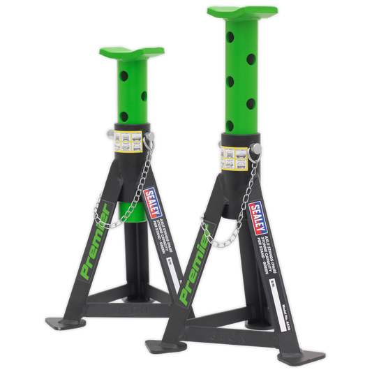 Sealey 2x Axle Stands Heavy Duty Lift 3 Tonne Capacity/Stand - Green AS3G