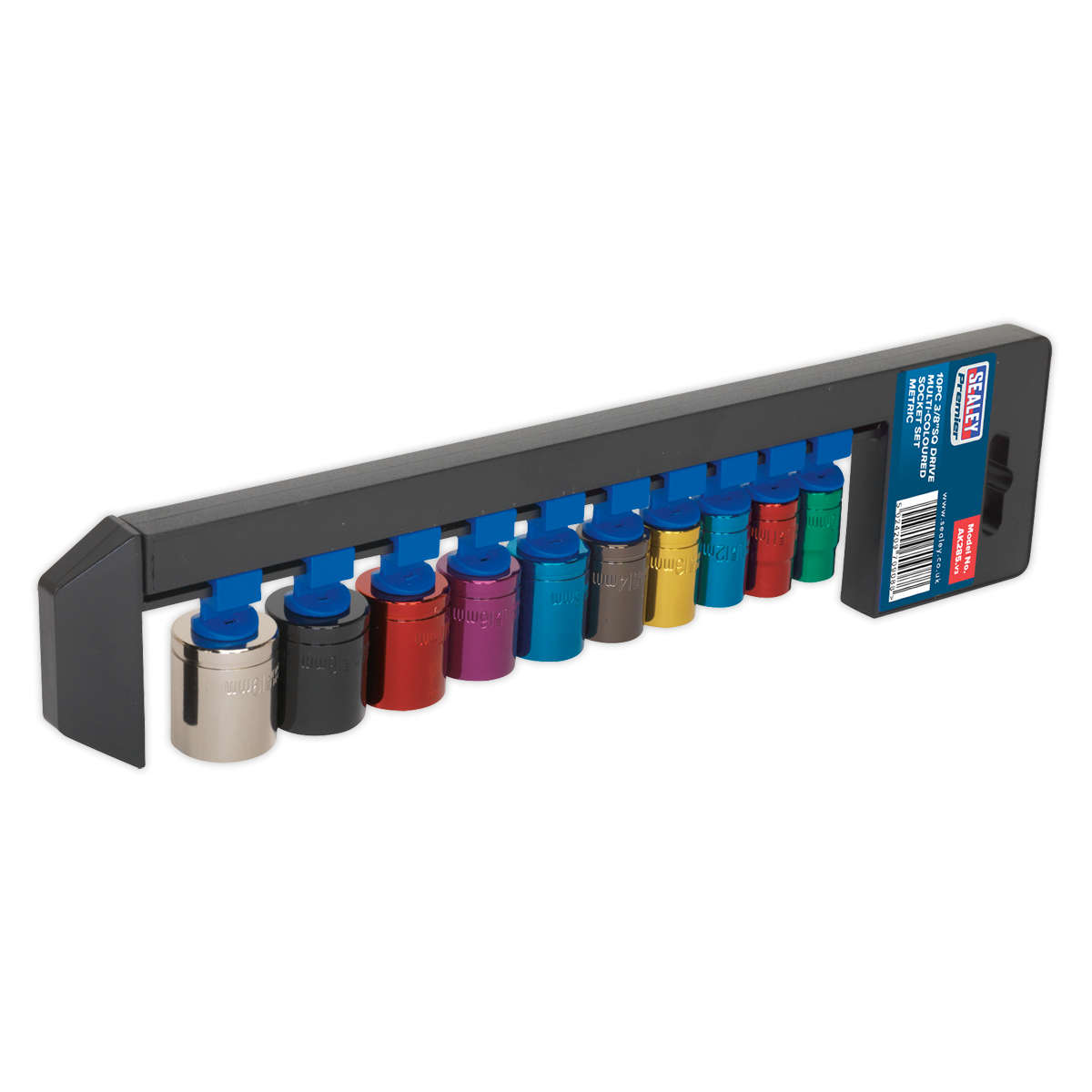 Sealey Multi-Coloured Socket Set 10Pc 3/8" Drive 6-Point WallDrive Metric AK285