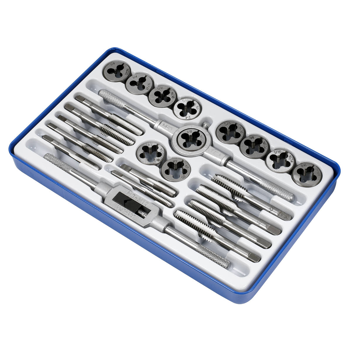 Sealey Tap & Split Die Set Imperial 24 Pieces Carbon Steel Coarse Fine AK3024IMP