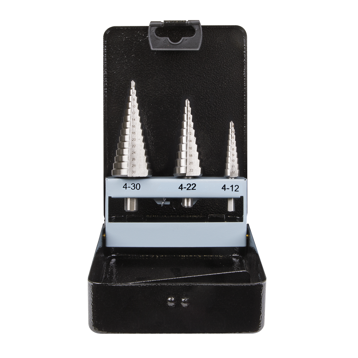 Sealey HSS 4341 Step Drill Bit Set 3 Pieces Double Straight Flutes AK4746