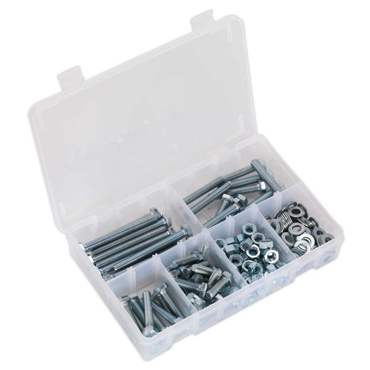 Sealey Set Screw Nut & Washer Assortment 220 Pcs High Tensile M8 Metric AB051SNW