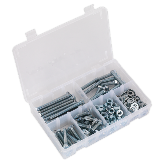 Sealey Set Screw Nut & Washer Assortment 220 Pcs High Tensile M8 Metric AB051SNW