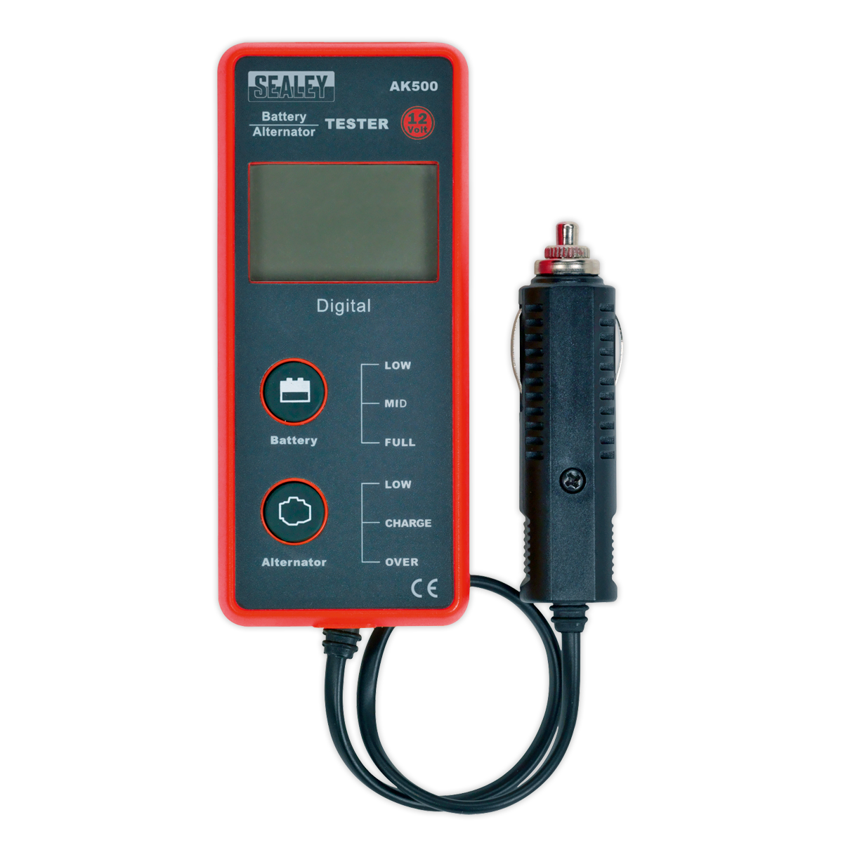 Sealey Battery & Alternator Tester 12V With LCD Screen - Red/Black AK500