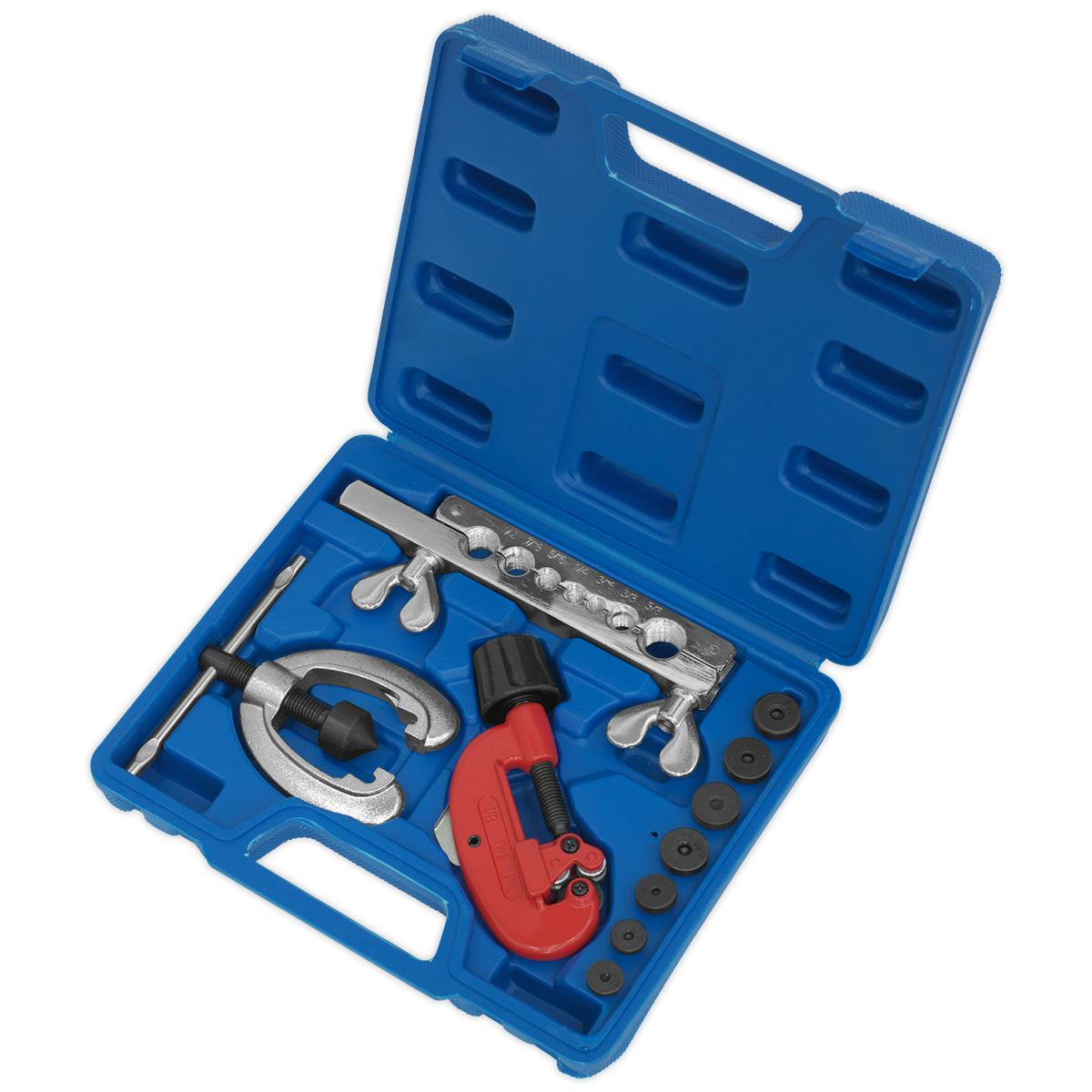 Sealey Pipe Flaring & Cutting Kit With Die-Cast Frame 10 Pieces Tubing Set AK506