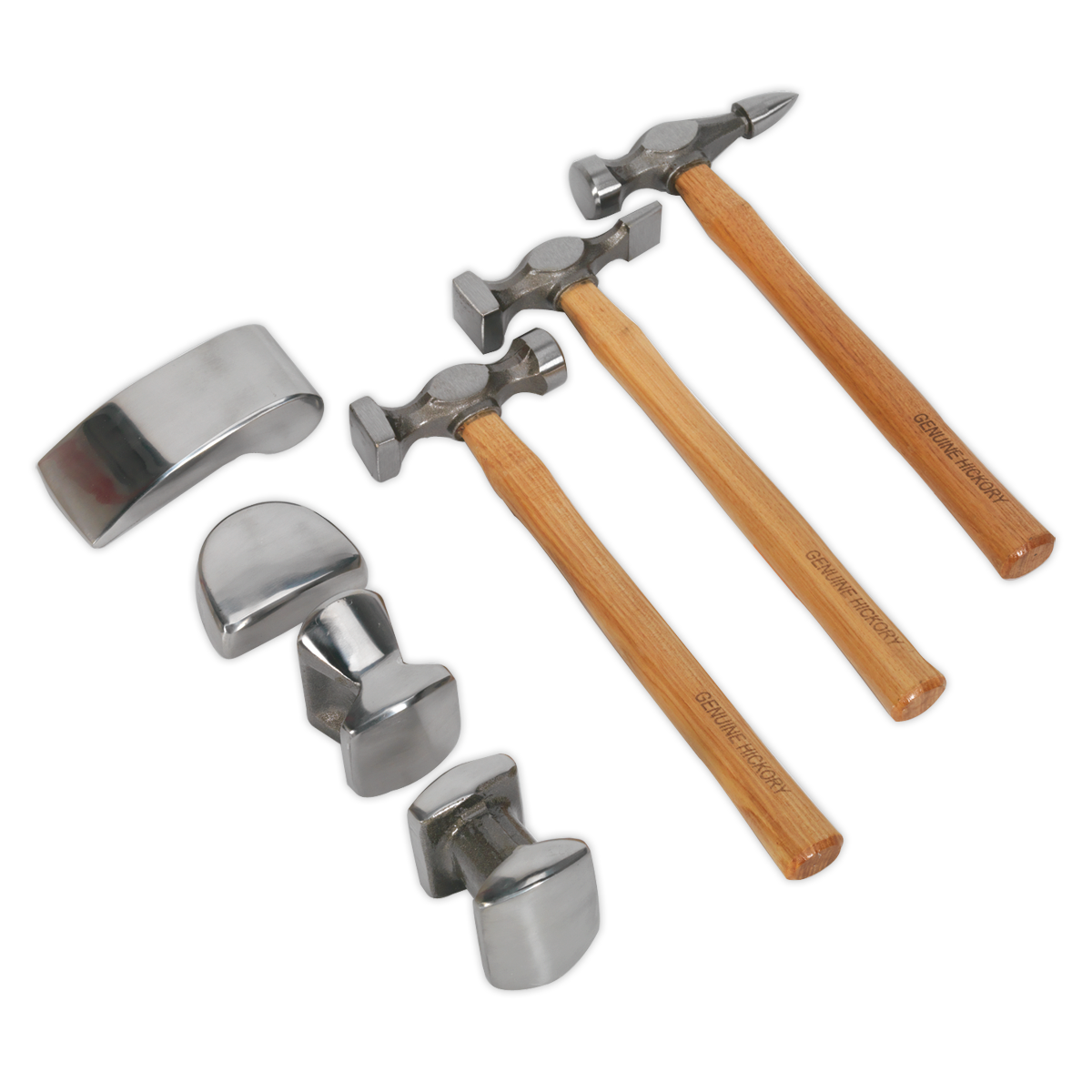 Sealey Drop-Forged Panel Beating Set With Hickory Shafts 7 Pieces CB507