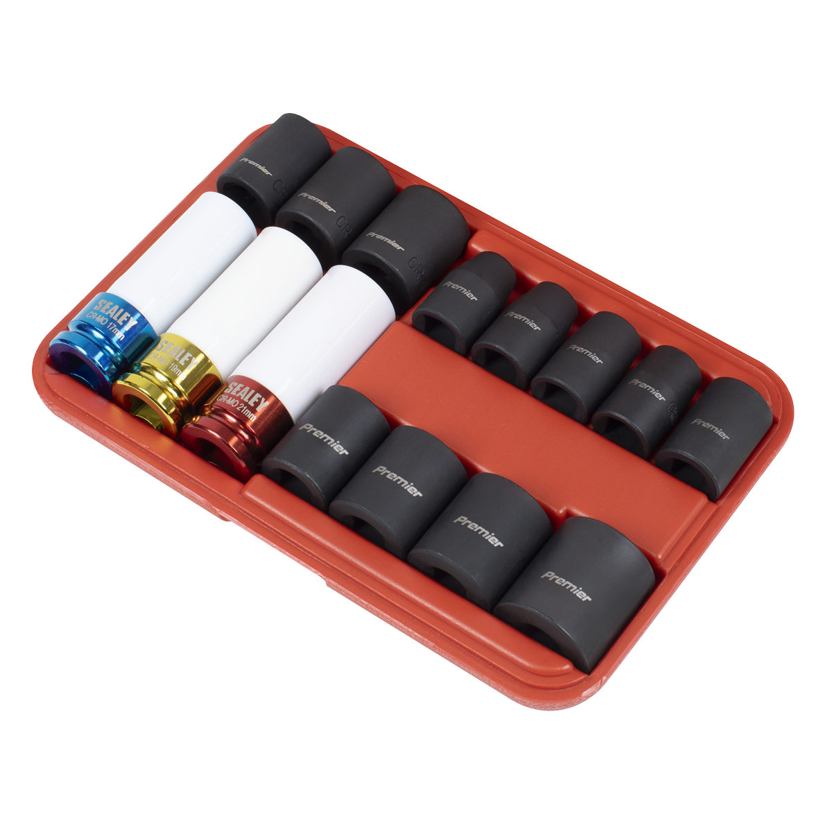 Sealey Impact Socket & Wheel Nut Remover Set 1/2" Square Drive 15pc AK5615M