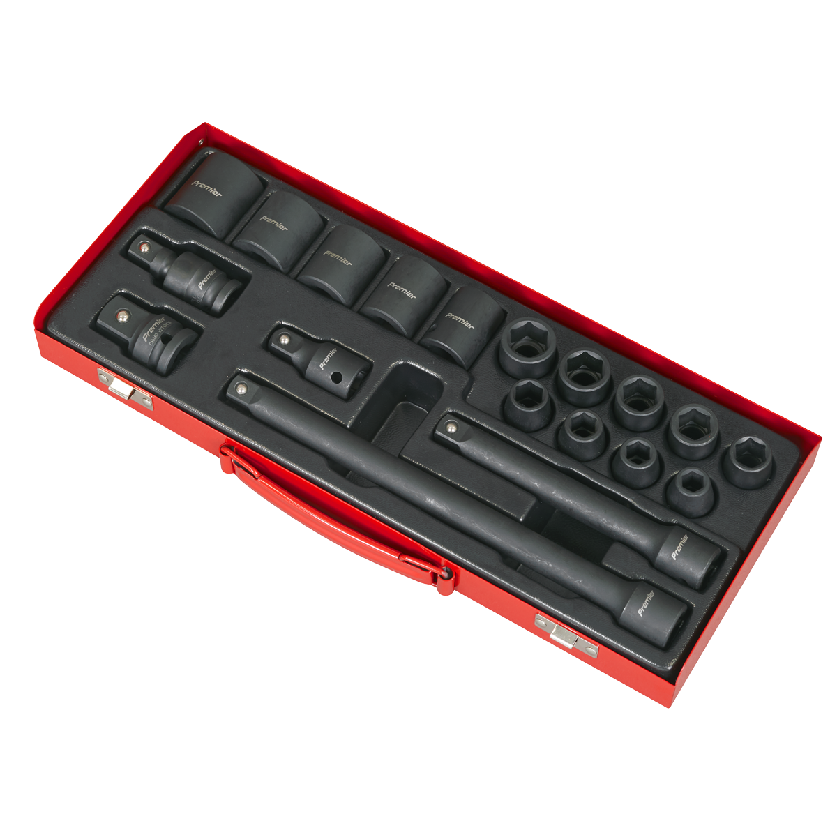 Sealey Impact Socket Set 19 Pieces 1/2" Square Drive Metric Black AK5619M