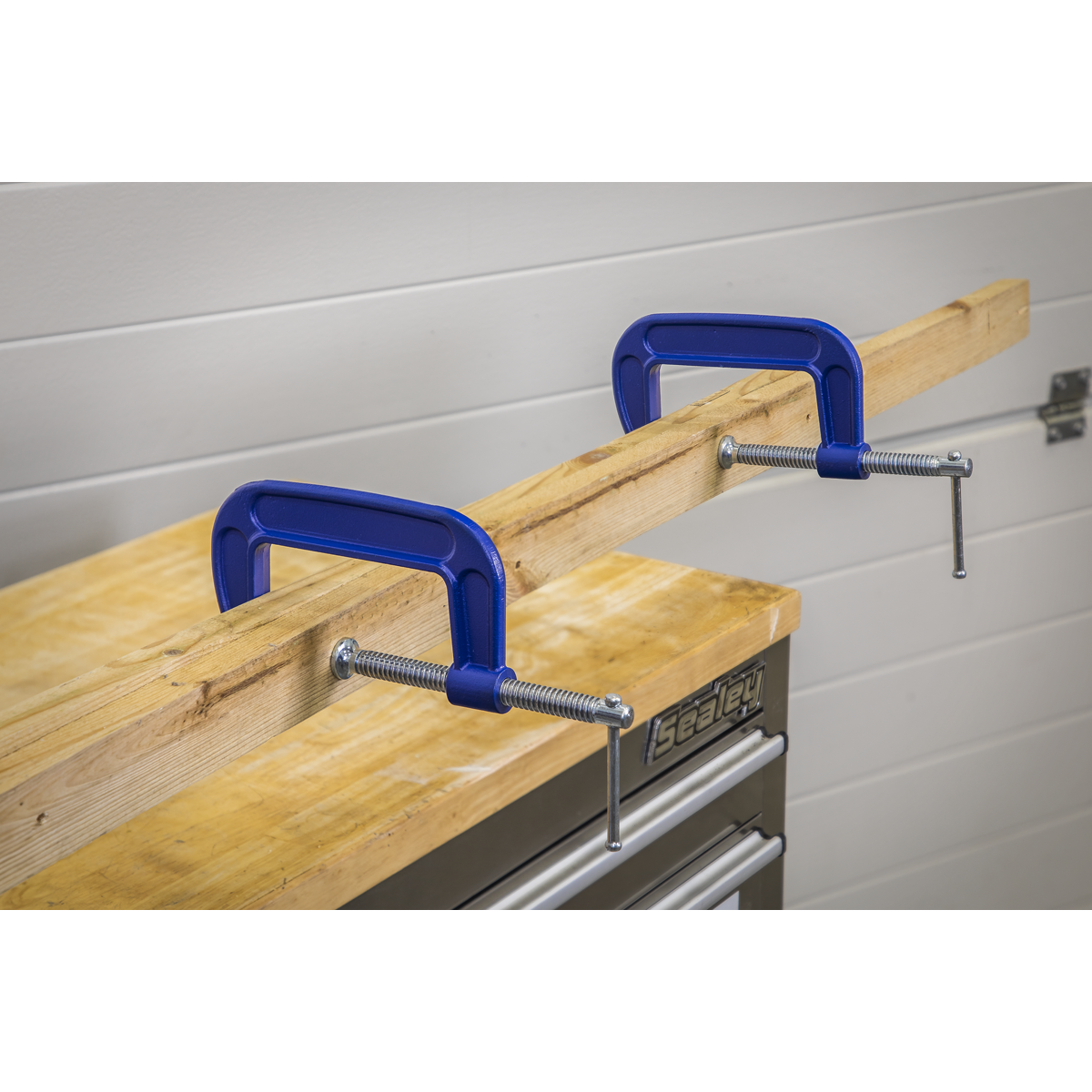Sealey G-Clamp Set With Swivel Tip To Reduce Marking 4pc - 75mm/100mm AK6003SET