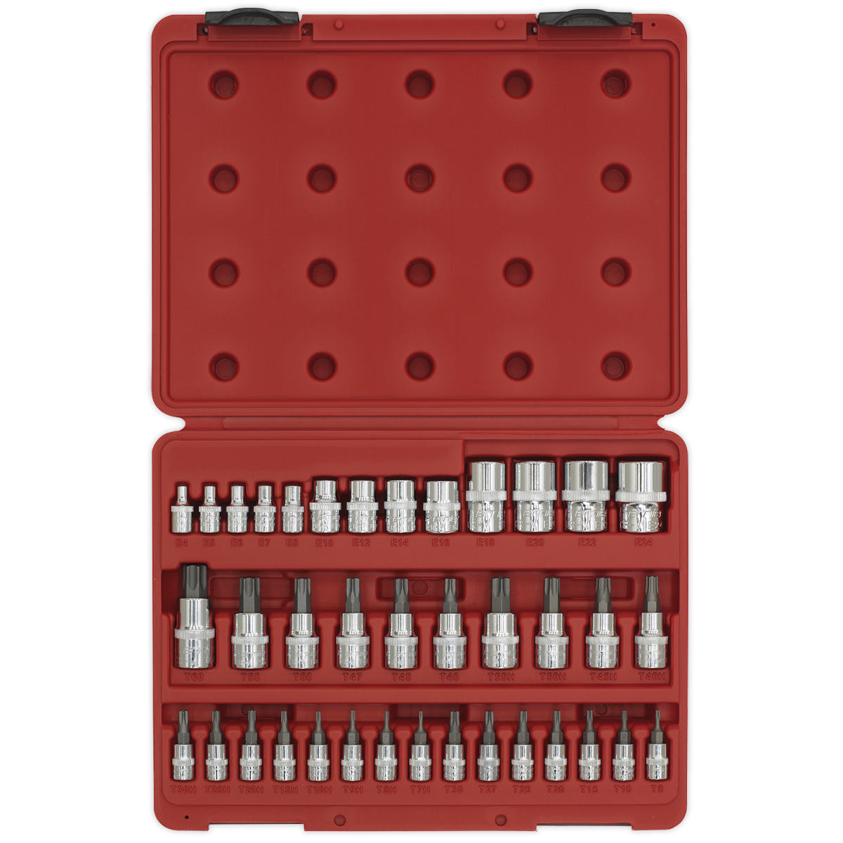 Sealey TRX-Star Socket & Security Socket Bit Set Chrome Plated 38 Pieces AK6197