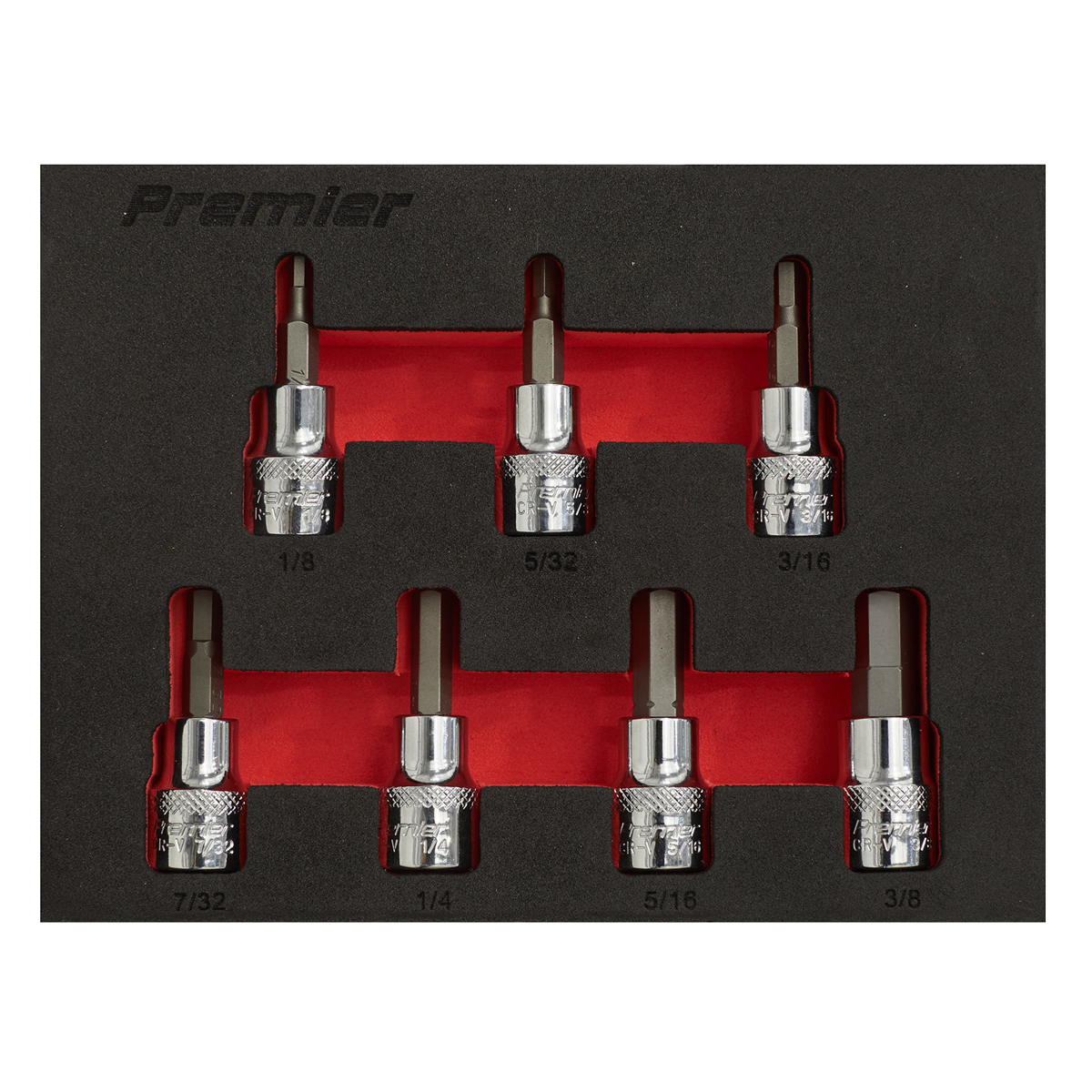 Sealey Hex Socket Bit Set In EVA Tray 7 Pieces 3/8" Square Drive Imperial AK6246
