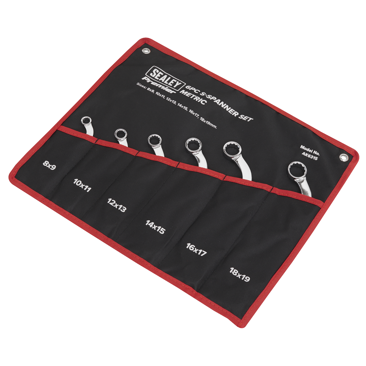 Sealey S-Spanner Set Fully Polished Mirror Finish 6 Pieces - Metric AK6315