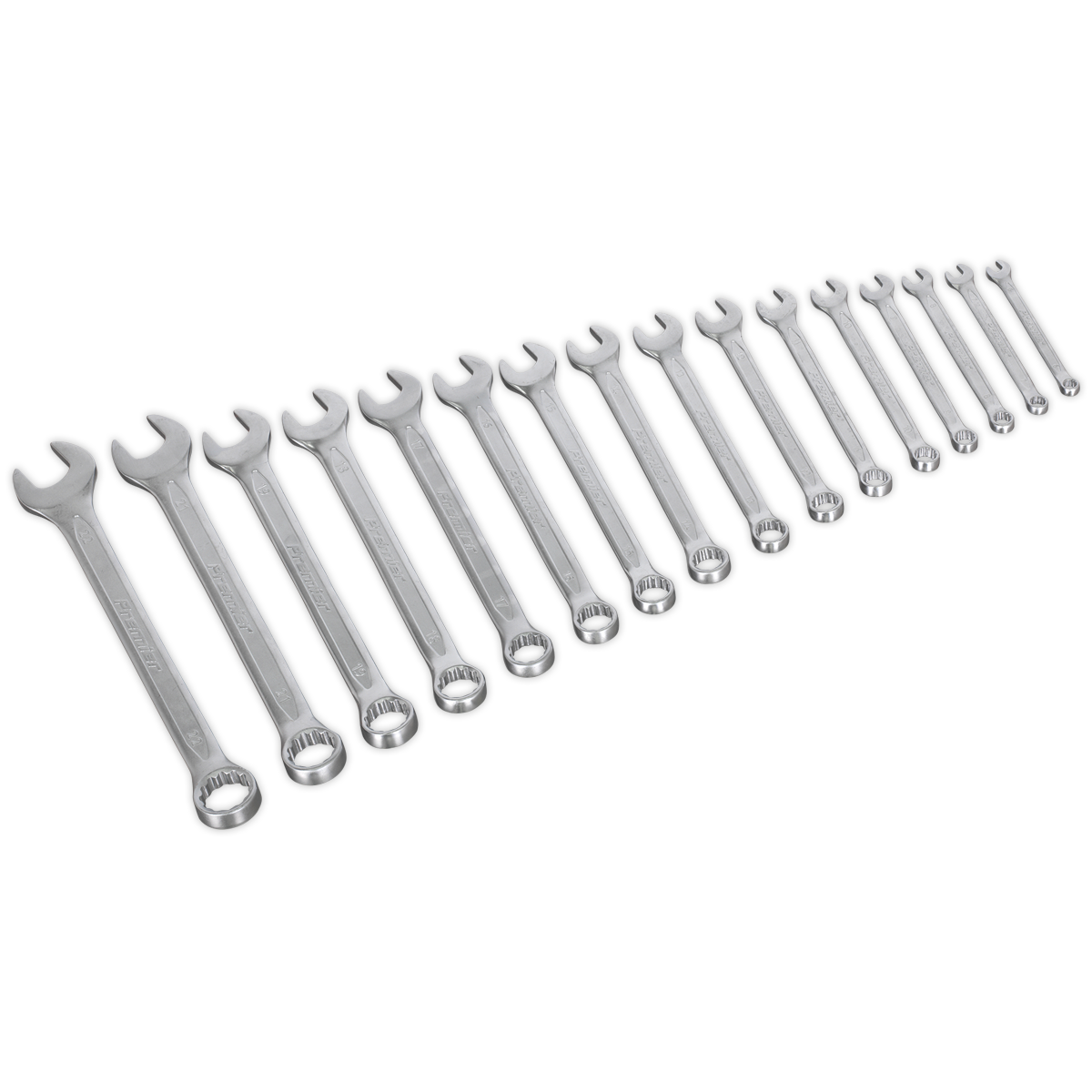Sealey Combination Spanner Set 16 Pieces Chrome Vanadium Steel Spanners AK63255