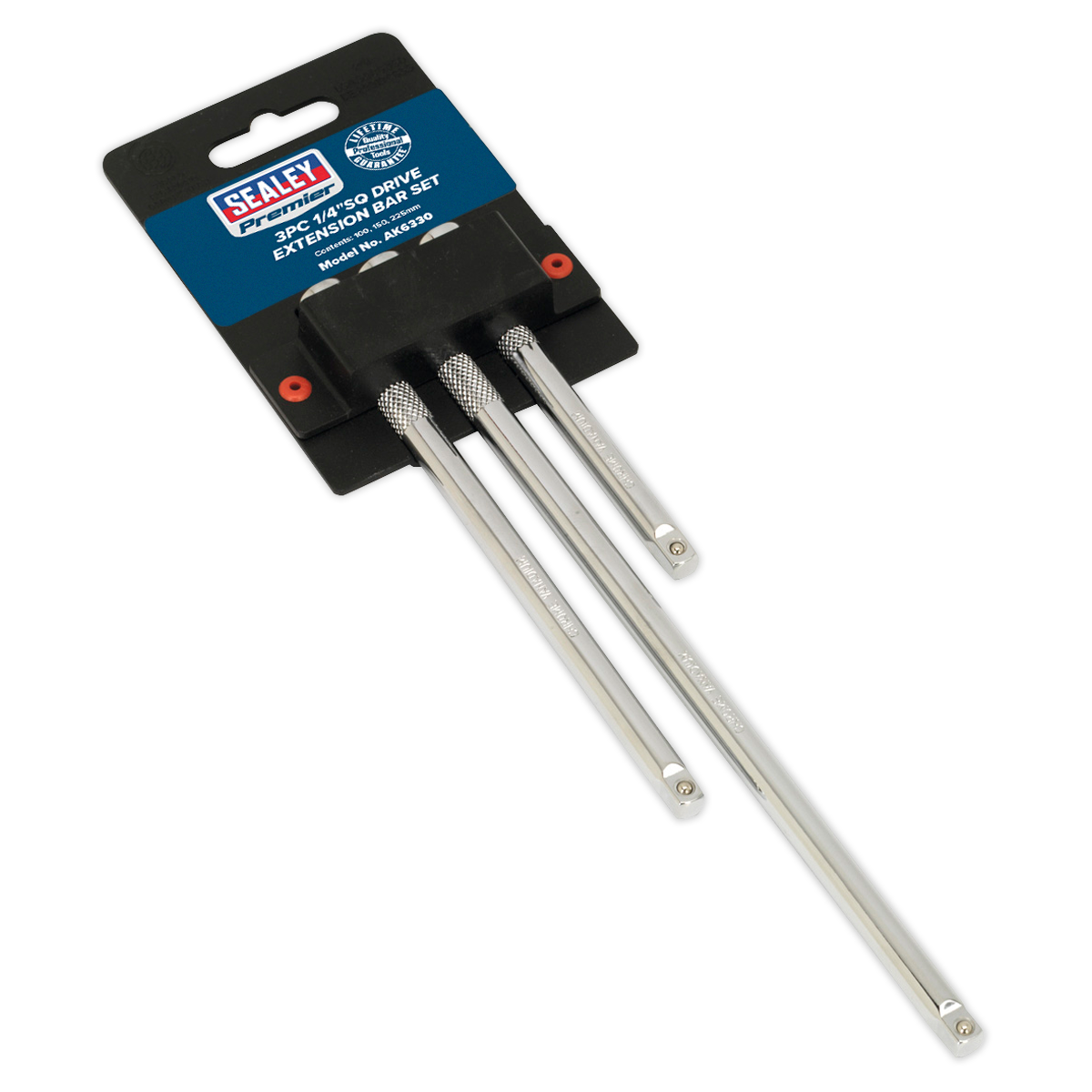 Sealey Extension Bar Set 3pc 1/4" Square Drive For Daily Professional Use AK6330