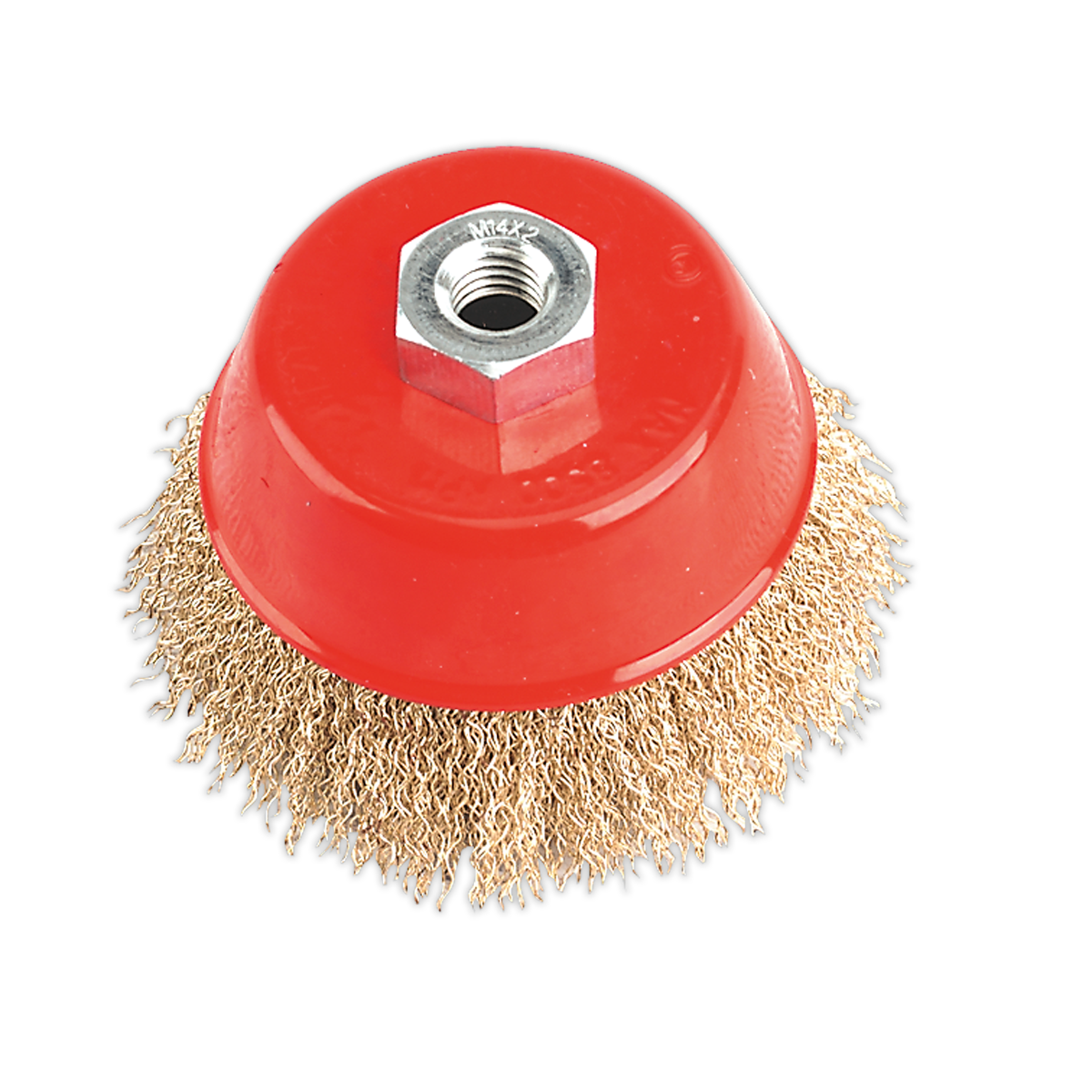 Sealey Brassed Steel Cup Brush For Power Tools 100mm M14 x 2mm 8500 RPM CBC100