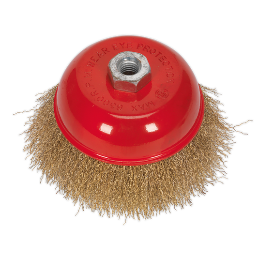 Sealey Brassed Steel Cup Brush Suitable For Power Tools 125mm M14 x 2mm CBC125