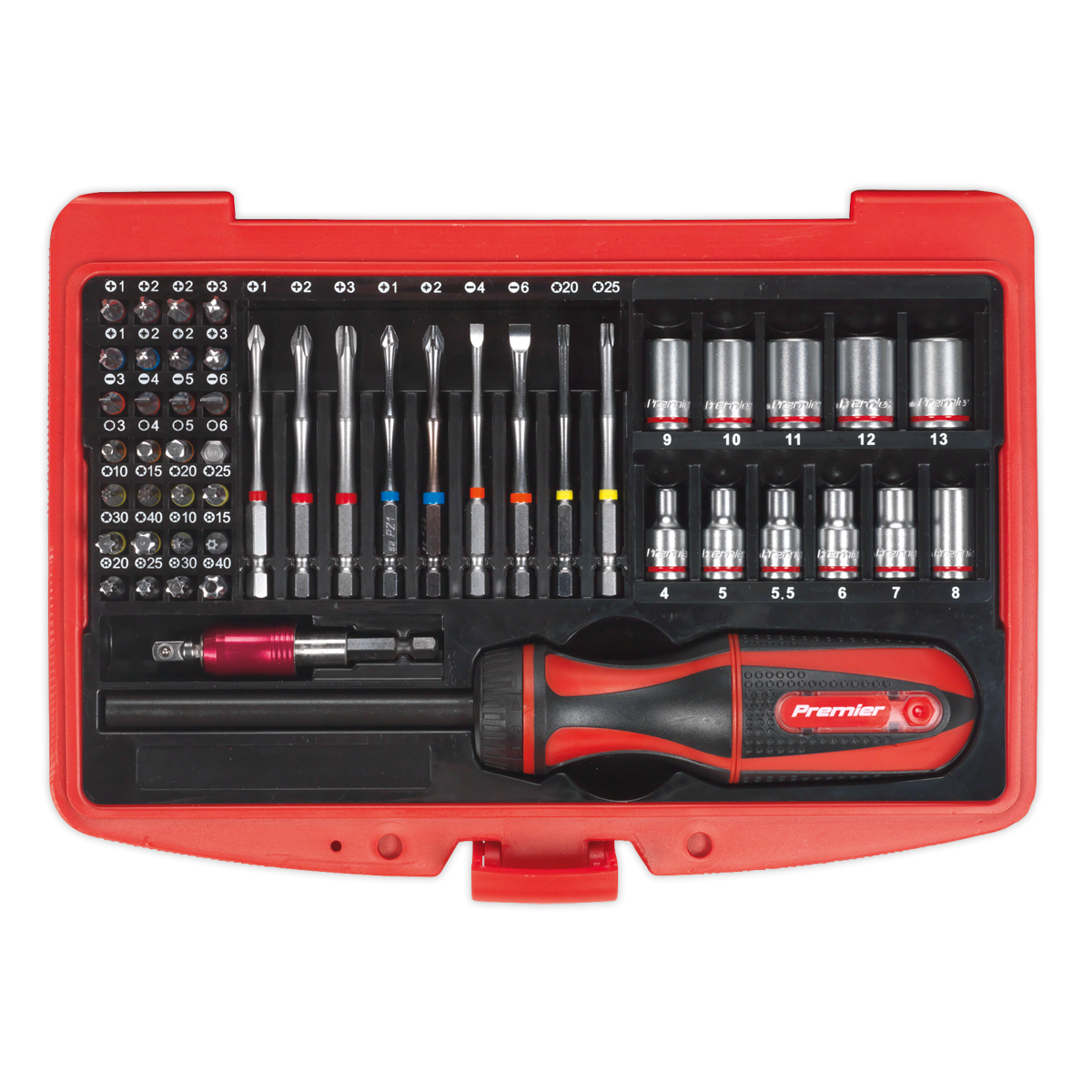 Sealey Fine Tooth Ratchet Screwdriver & Accessory Set 51 Pieces AK64903