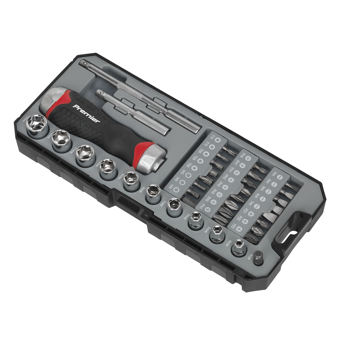 Sealey Fine Tooth Ratchet Screwdriver & Accessory Set 38 Pieces AK64905