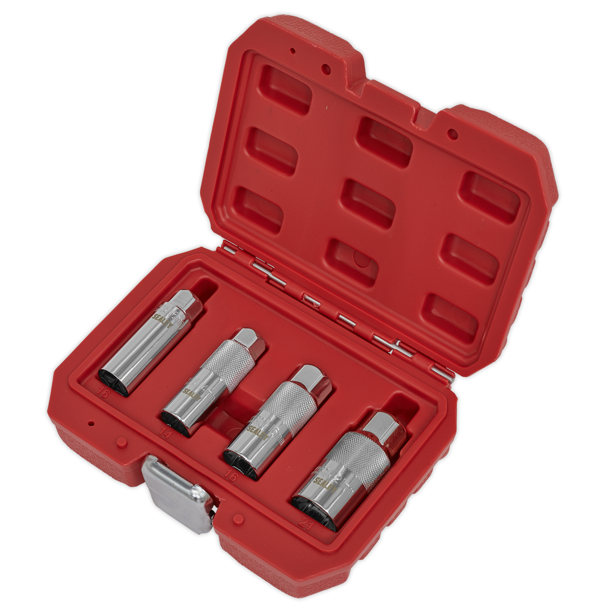 Sealey Spark Plug Socket Set 4Pc 3/8" Square Drive Chrome Vanadium Steel AK6556