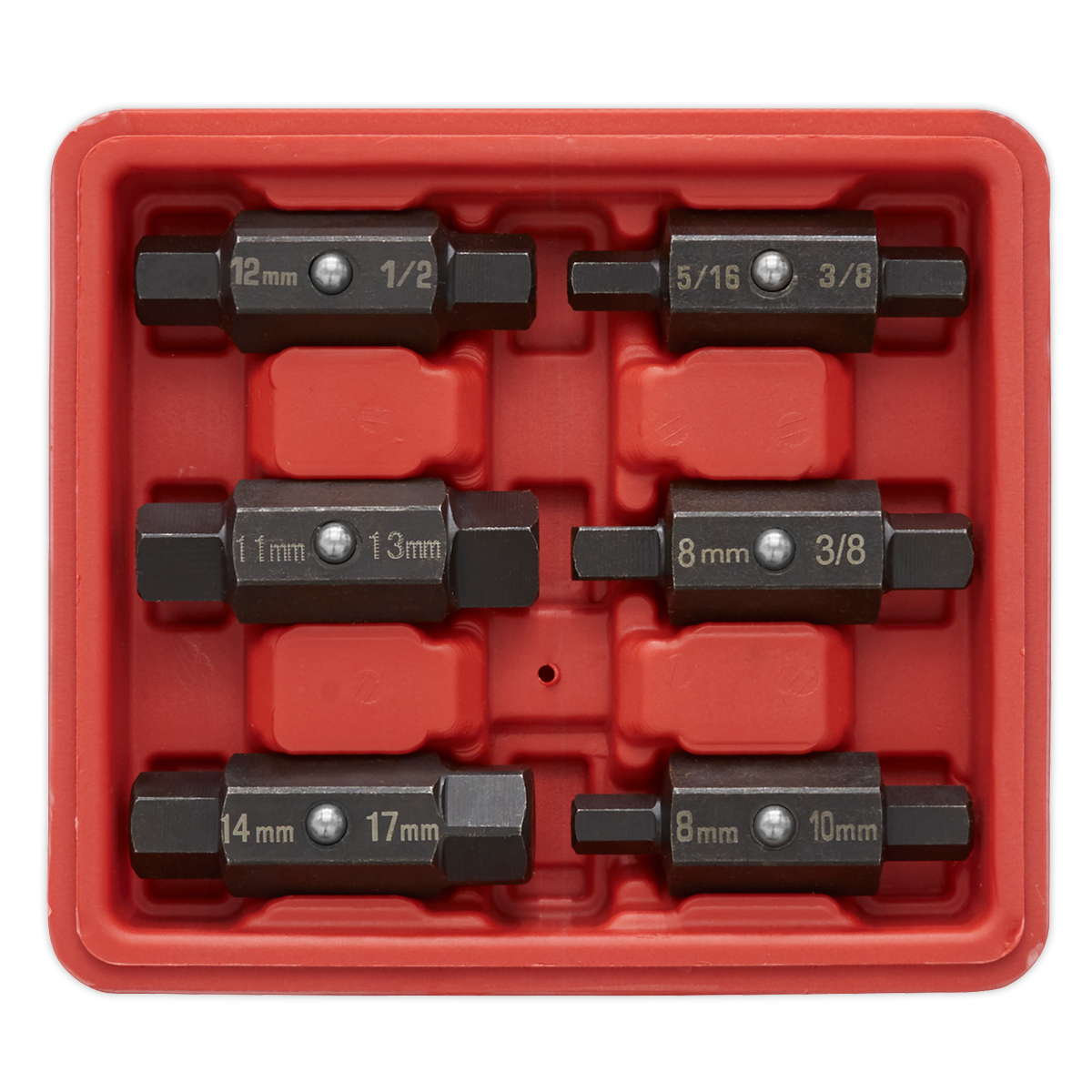 Sealey Oil Drain Plug Key Set 6 Pcs Double End Chemically Blackened Finish AK658
