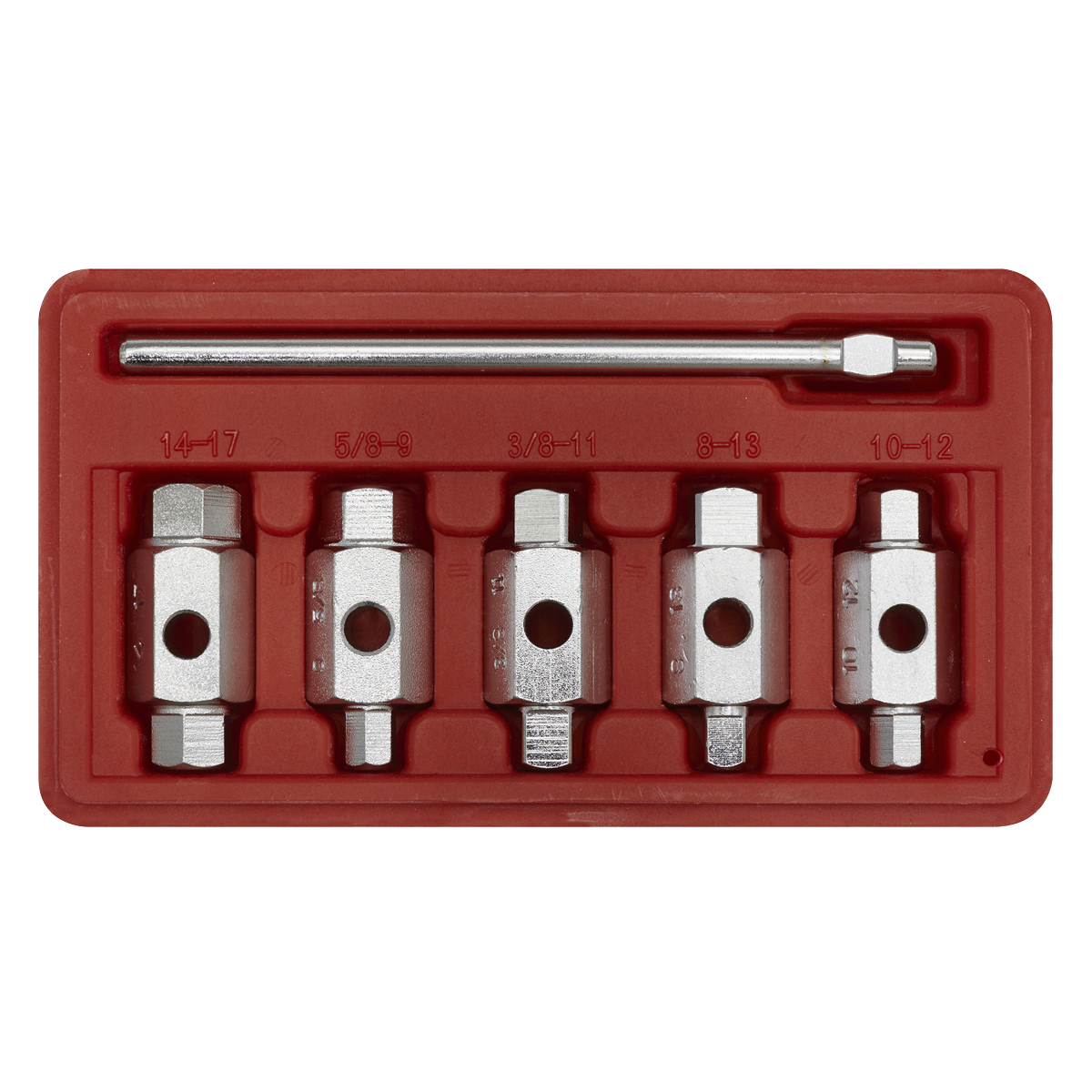 Sealey Oil Drain Plug Key Set With Satin Chrome Finish 6pc Double End AK659