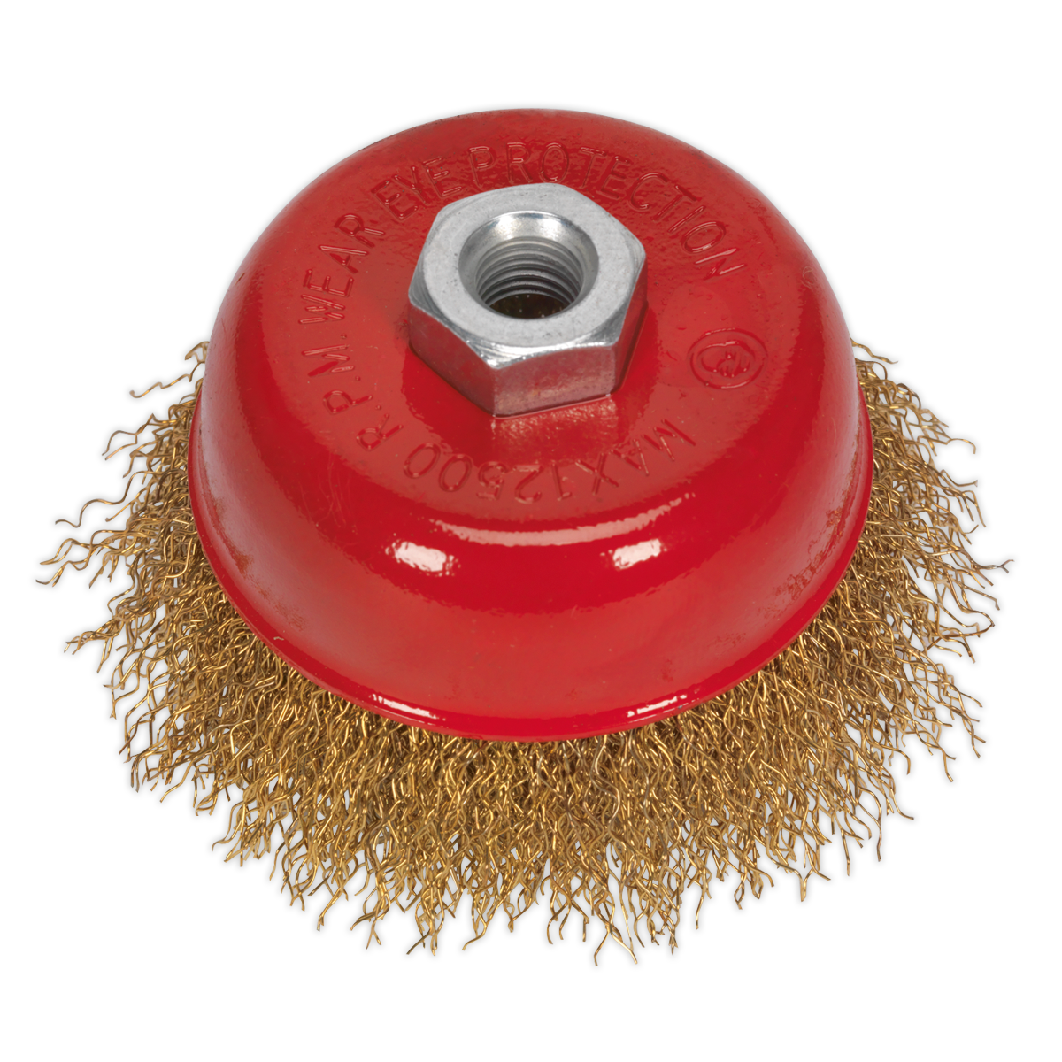 Sealey Brassed Steel Cup Brush For Power Tools Ø75mm M14 x 2mm 1500 RPM CBC752