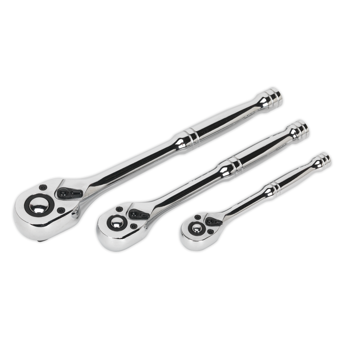 Sealey Ratchet Wrench Set 3 Pieces Pear-Head Flip Reverse 72 Teeth AK6672
