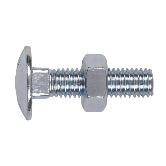 Sealey Coach Bolt & Nut M10 x 40mm Zinc Plated DIN 603 With Bag x50 CBN1040