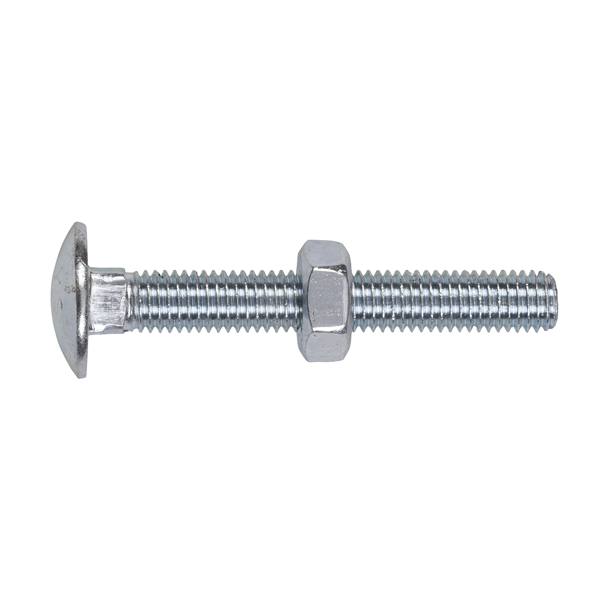 Sealey Coach Bolt & Nut M10 x 75mm Zinc Plated DIN 603 With Bag x50 CBN1075