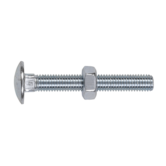 Sealey Coach Bolt & Nut M10 x 75mm Zinc Plated DIN 603 With Bag x50 CBN1075