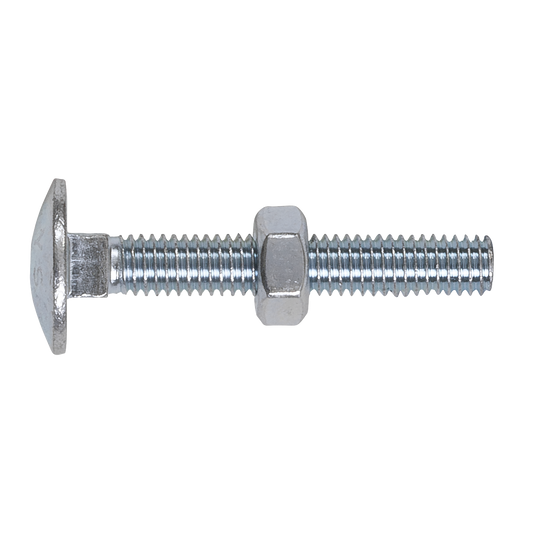 Sealey Coach Bolt & Nut M6 x 40mm Zinc Plated DIN 603 With Bag x100 CBN640