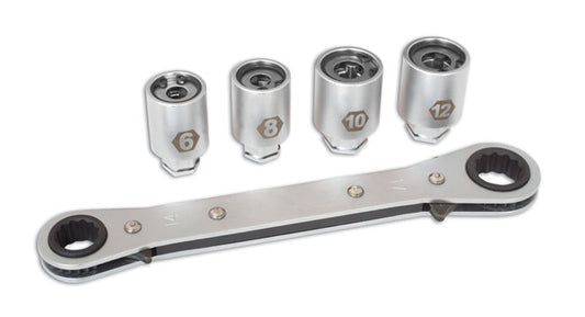 LASER 4462 Stud Remover Set 5pc Steel Short Series Ratchet Spanner 6-12mm