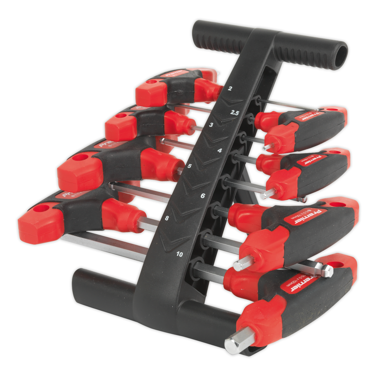 Sealey Ball-End Hex Key Set With Storage Stand 8 Pieces T-Handle Metric AK7144