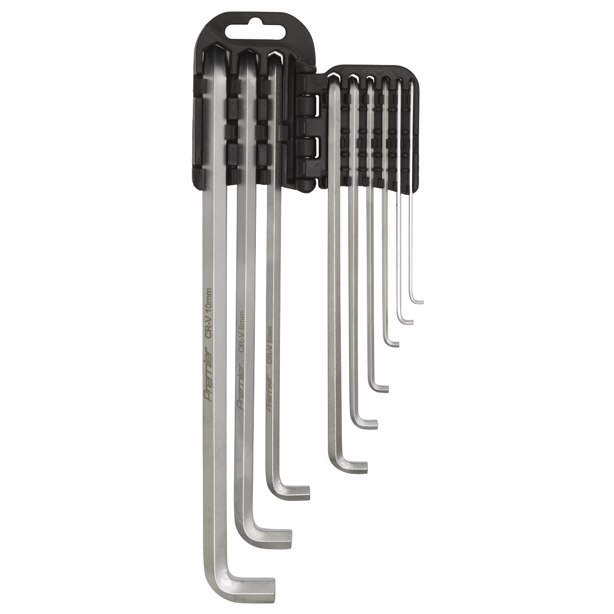 Sealey Hex Key Set 9 Pcs Extra-Long Stubby Element Chrome Vanadium Steel AK7174