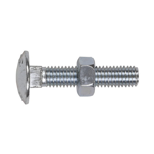 Sealey Coach Bolt & Nut M8 x 40mm Zinc Plated DIN 603 With Bag x50 CBN840