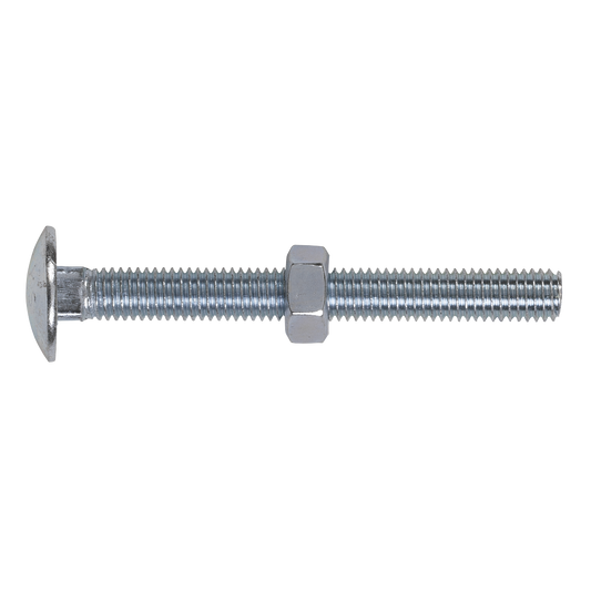 Sealey Coach Bolt & Nut M8 x 75mm Zinc Plated DIN 603 With Bag x50 CBN875