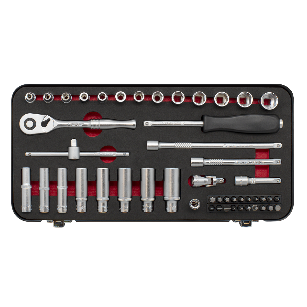 Premier Platinum Socket Set 49 Pieces 1/4" Square Drive Chrome Vanadium Steel