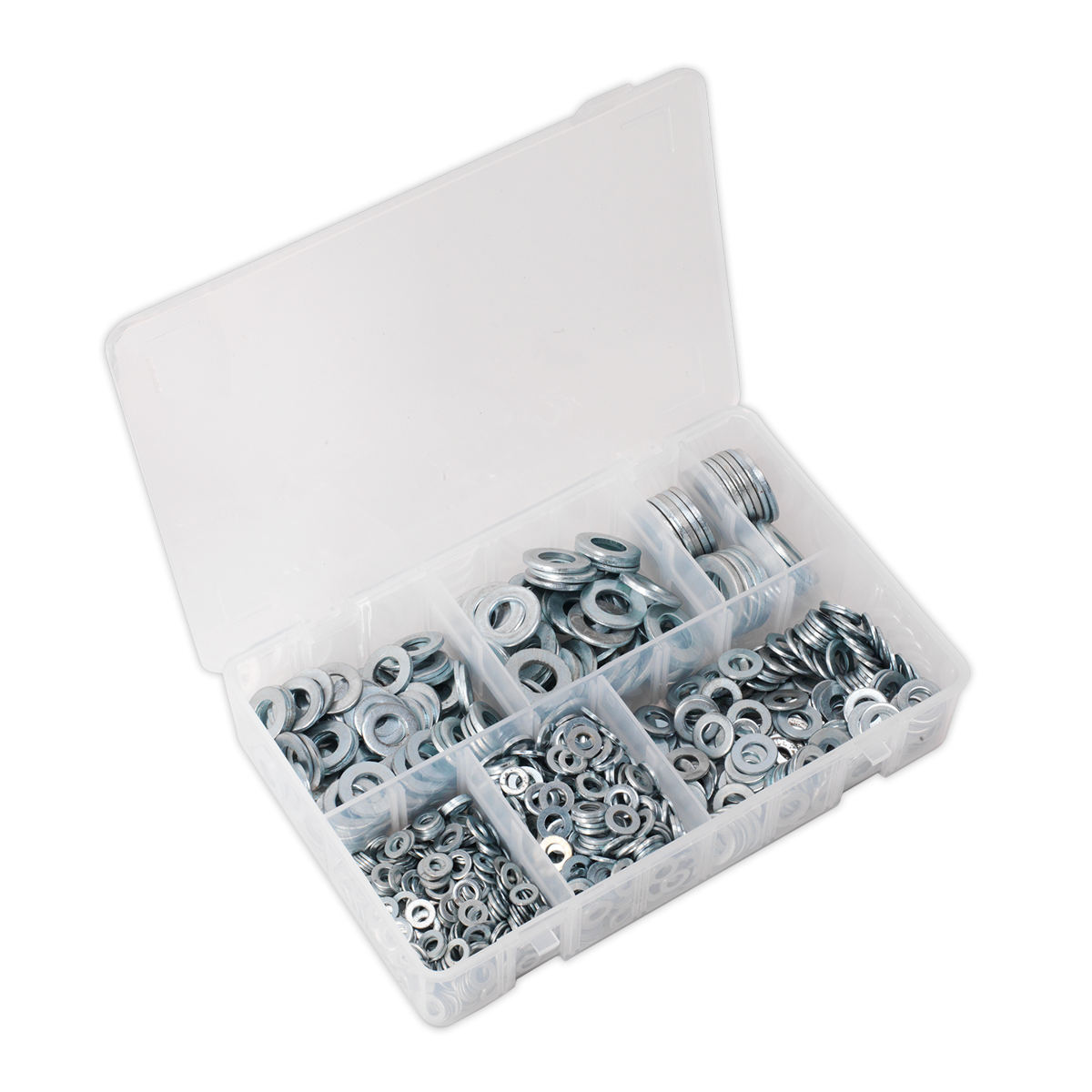Sealey Flat Washer Assortment 1070 Pieces M5-M16 Form A Metric DIN 125 AB055WA