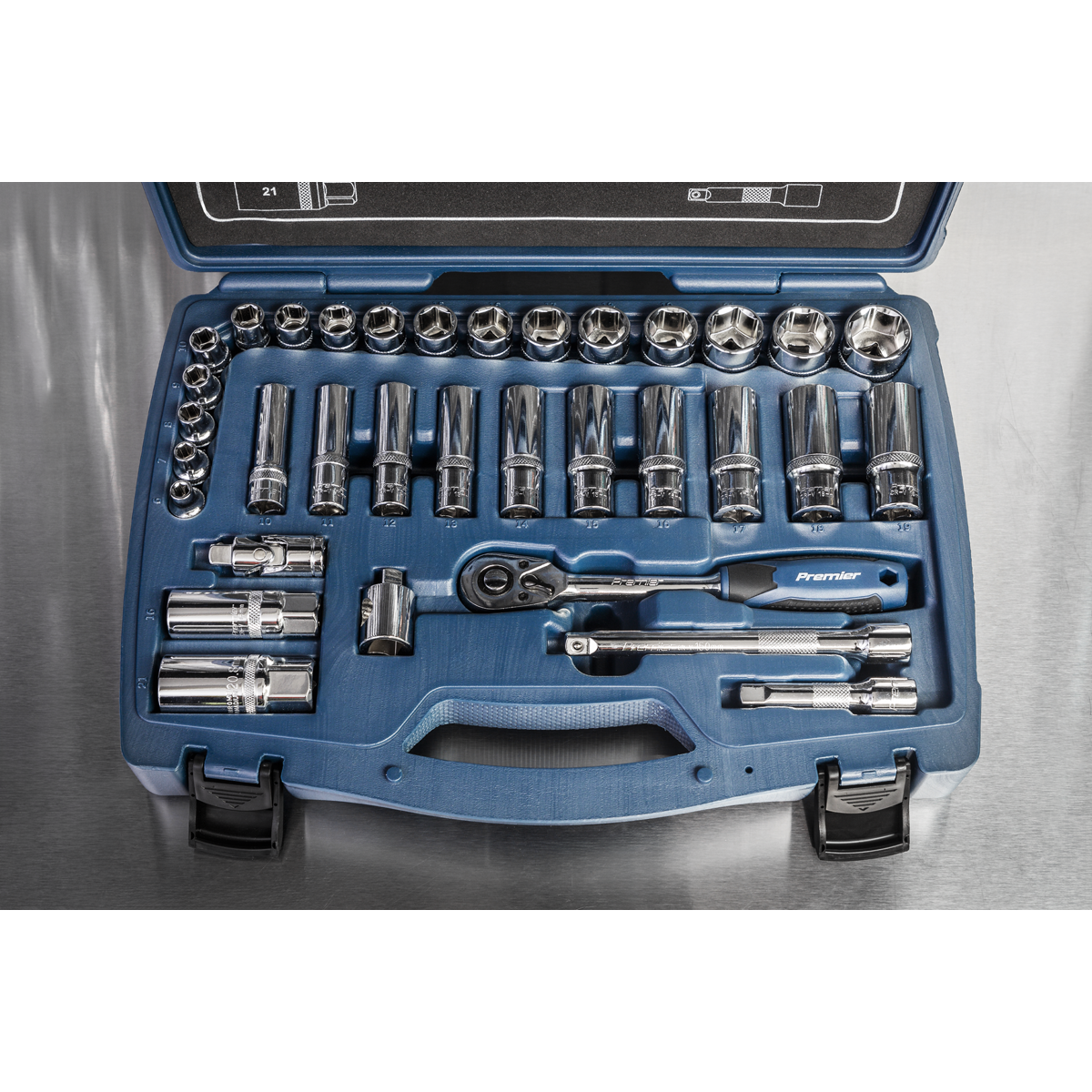 Sealey Socket Set 34 Pieces 3/8" Square Drive 6 Point WallDrive Metric AK8991