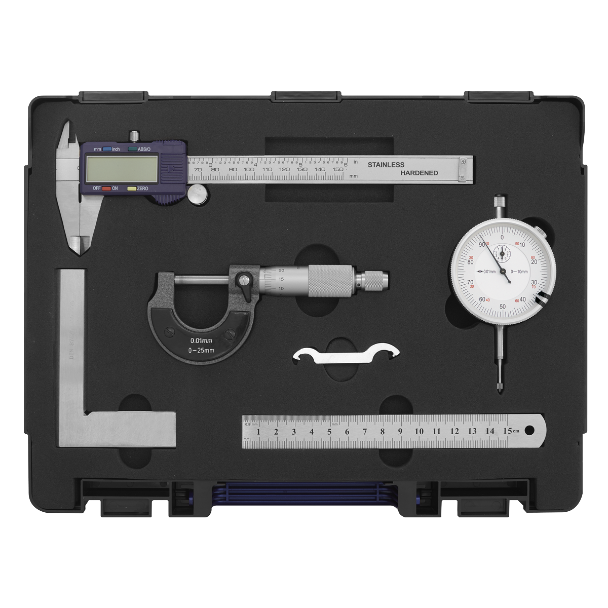 Sealey Measuring Tool Set 5 Pieces Vernier Caliper Micrometer Indicator AK96SET