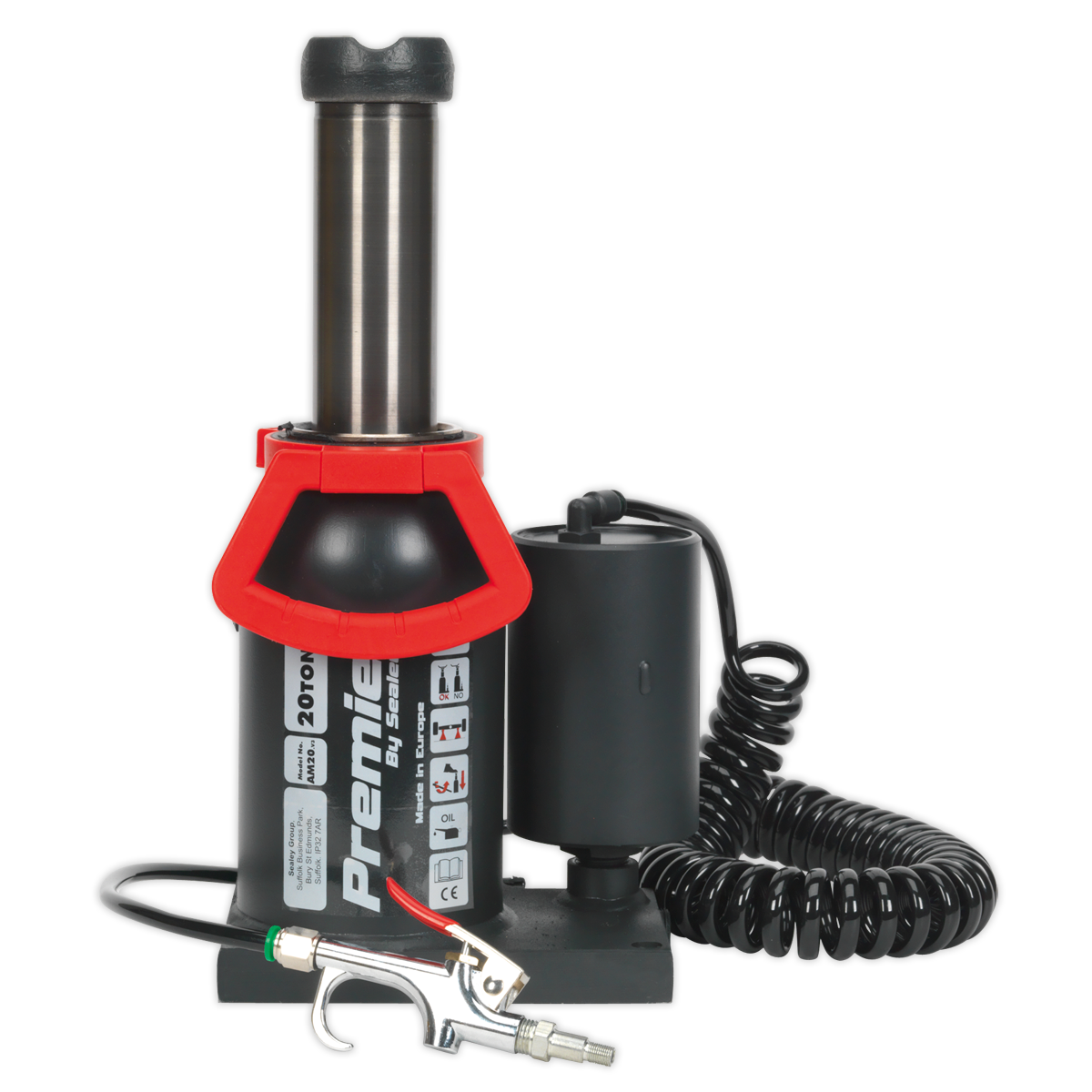 Sealey Bottle Jack 20 Tonne Manual/Air Hydraulic 90° Rotating Pump AM20