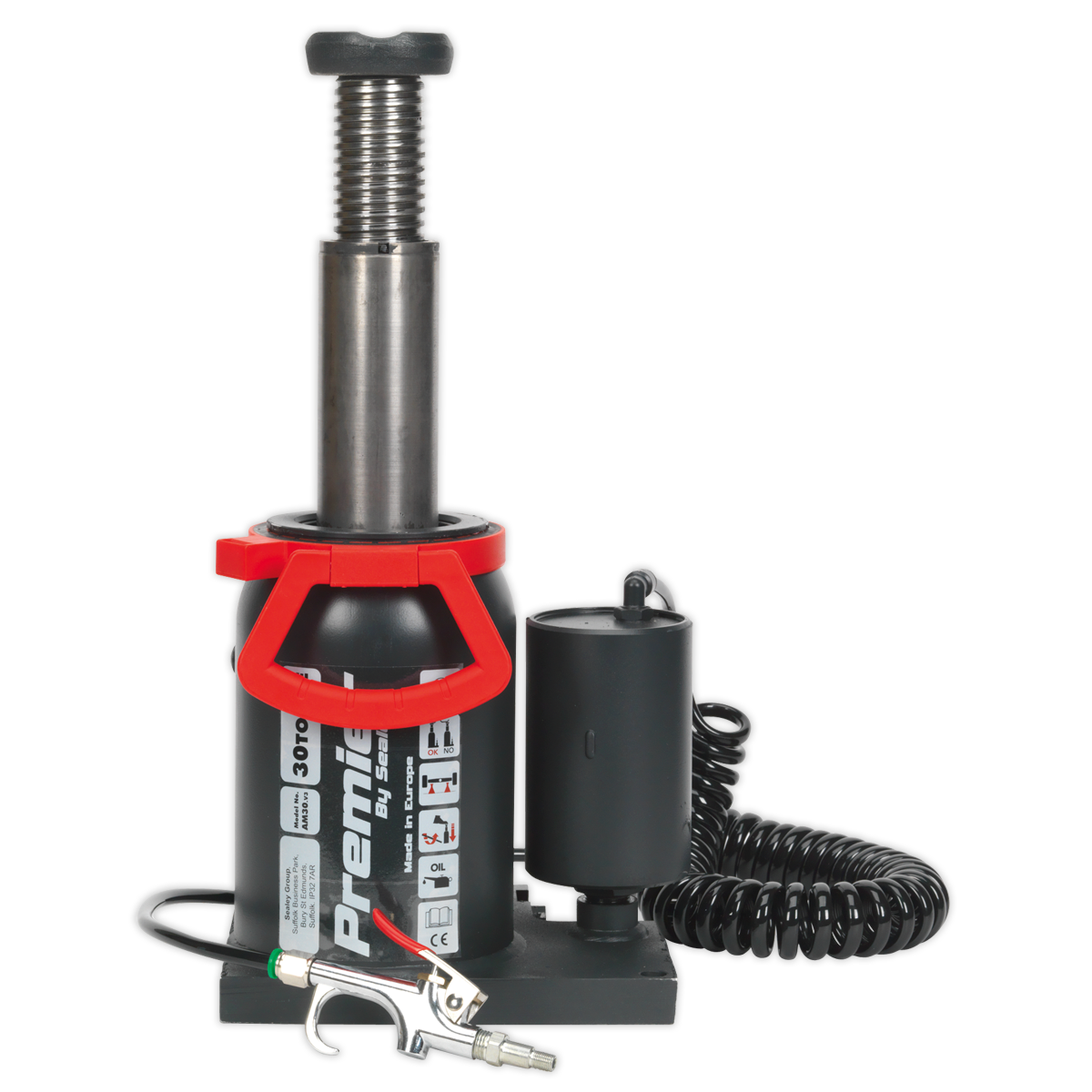 Sealey Bottle Jack 30 Tonne Manual/Air Hydraulic 90° Rotating Pump AM30