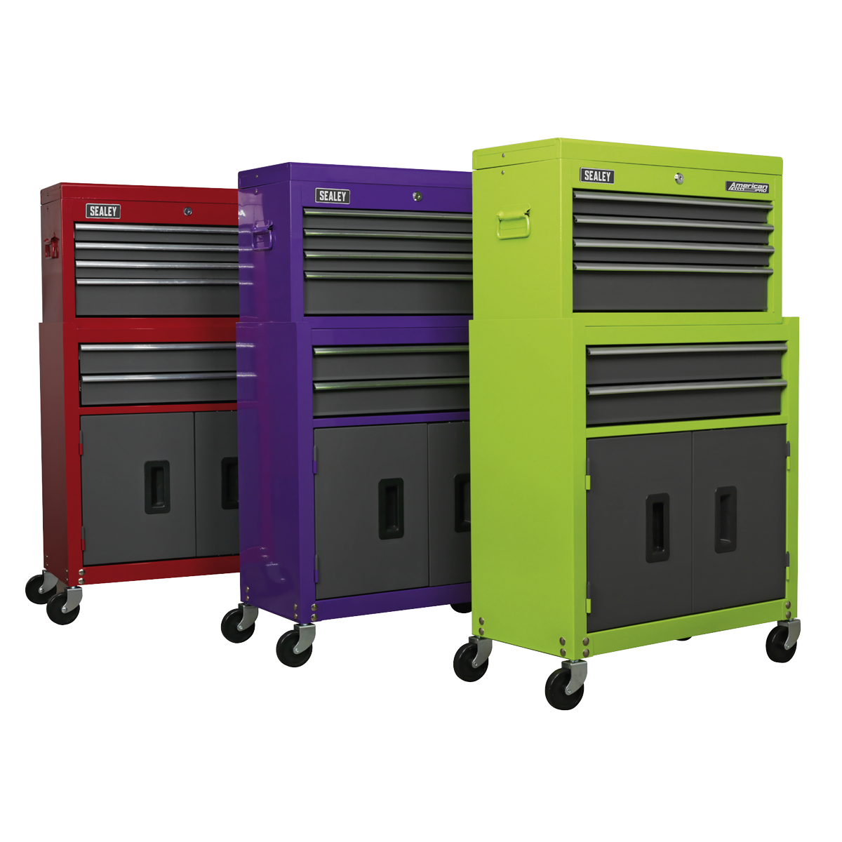 Sealey Topchest Rollcab 6 Drawers Ball Bearing Runners Purple/Grey AP2200BBCP