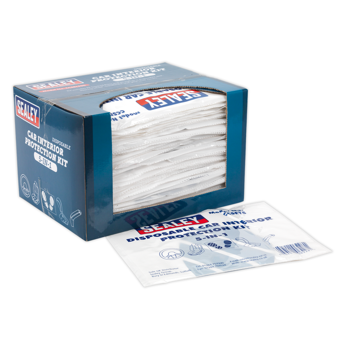 Sealey 5-In-1 Disposable Car Interior Protection Kit Box of 50 Pieces CCSET550