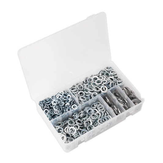 Sealey Spring Washer Assortment 1010 Pieces M6-M16 Metric Zinc DIN 127B AB058SW